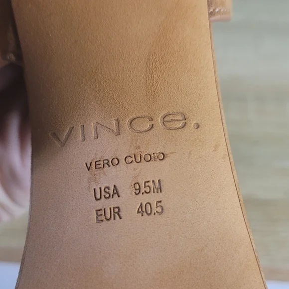 Vince Prim Leather Pump Tan Suede Chunky Heel Pointed Toe Classic 9.5 NWT - Picture 9 of 10